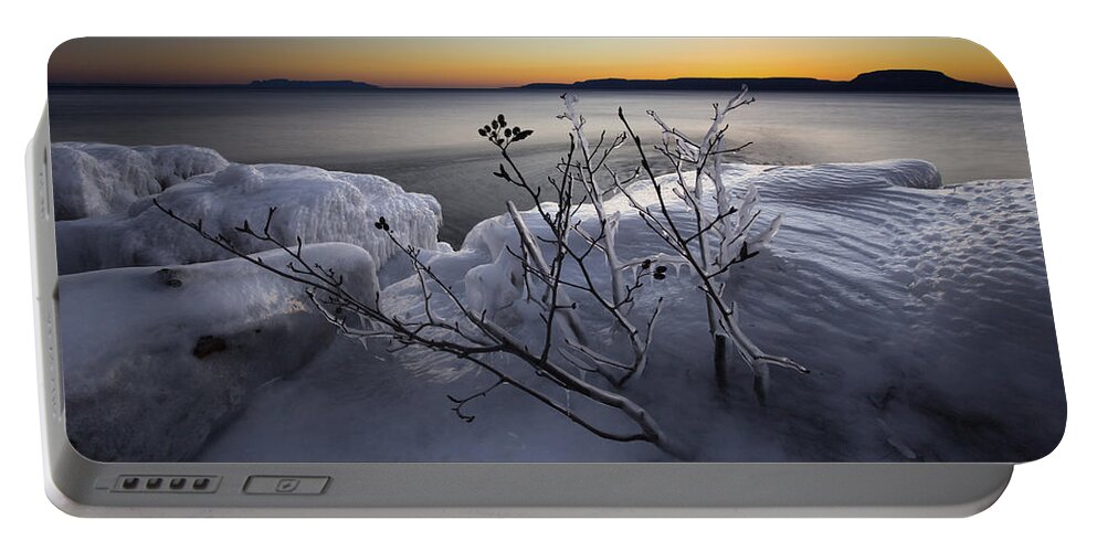 Bay Portable Battery Charger featuring the photograph Frozen Point before sunrise by Jakub Sisak