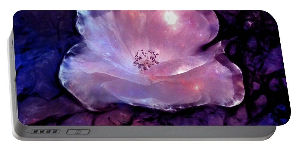 Rose Portable Battery Charger featuring the digital art Frozen Rose by Lilia D