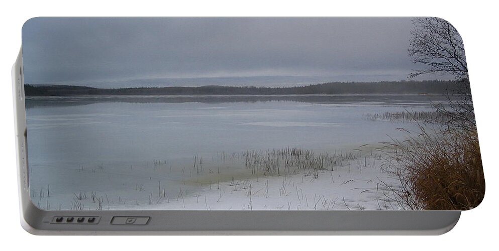 Tranquil Portable Battery Charger featuring the photograph Frozen Tranquility by Vivian Martin