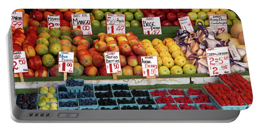 Photography Portable Battery Charger featuring the photograph Fruits At A Market Stall, Pike Place by Panoramic Images