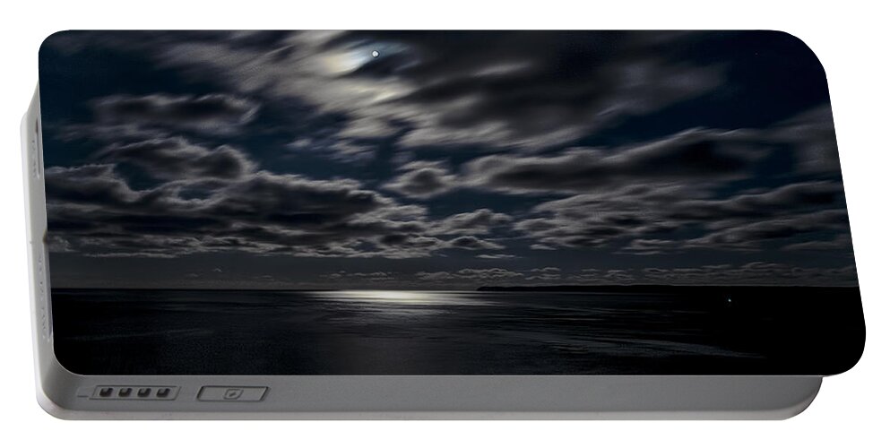 Bay Of Fundy Portable Battery Charger featuring the photograph Full Moon on the Bay of Fundy by Marty Saccone