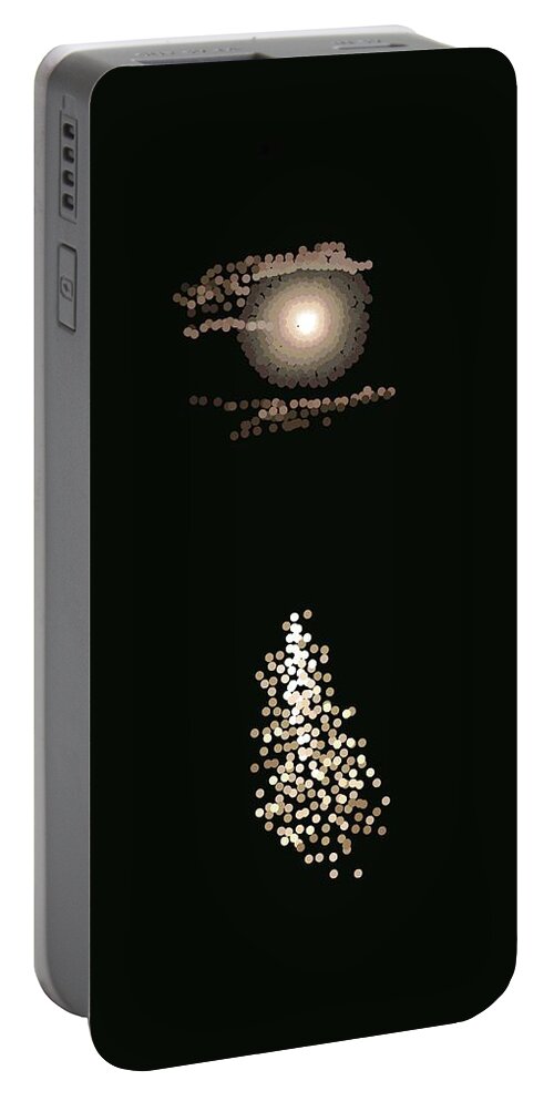 Moon Portable Battery Charger featuring the digital art Full Moon Pointillism by R Allen Swezey