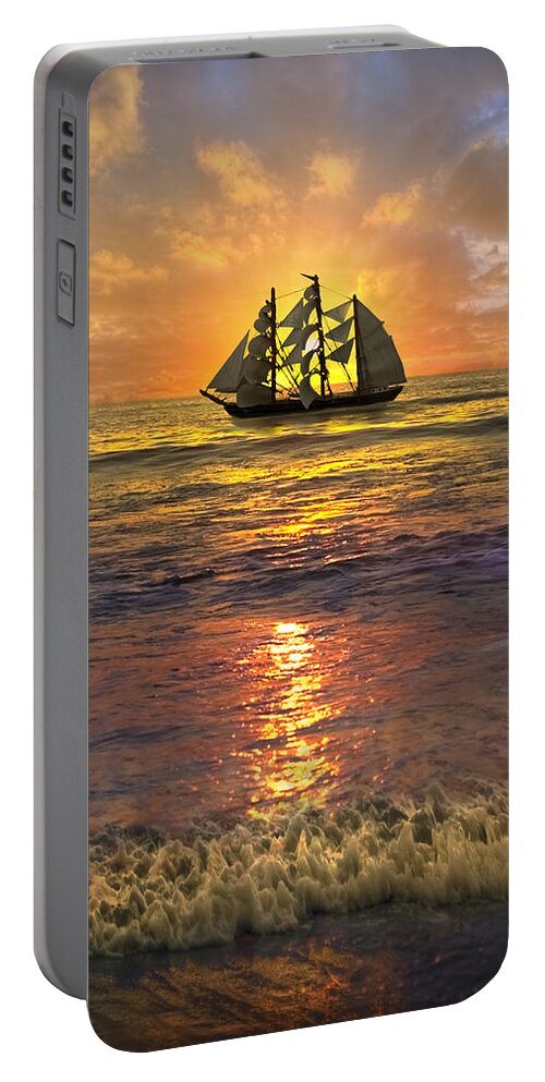 Boats Portable Battery Charger featuring the photograph Full Sail by Debra and Dave Vanderlaan