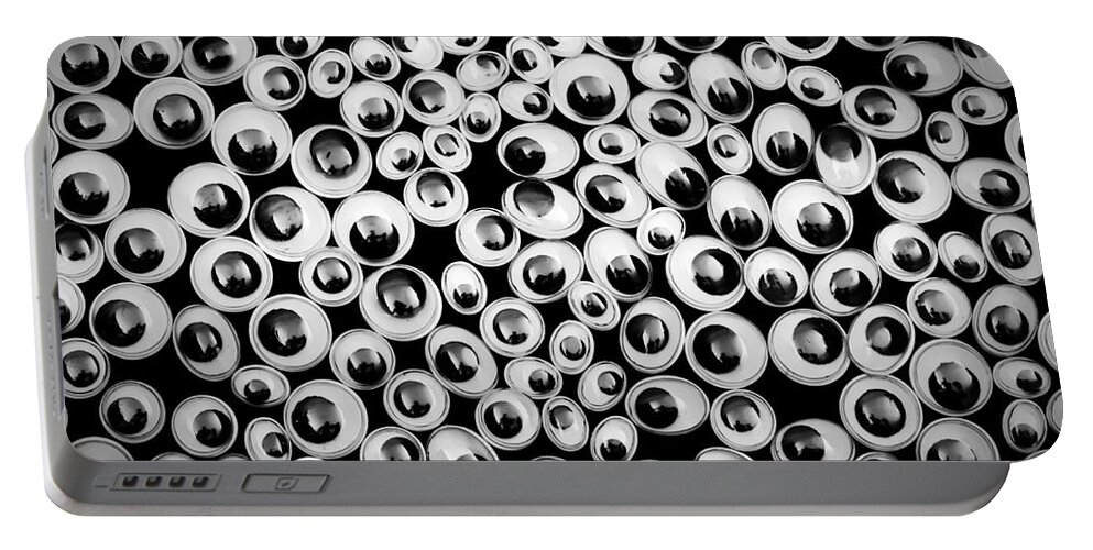 Eyes Portable Battery Charger featuring the photograph Funny eyes background by Simon Bratt