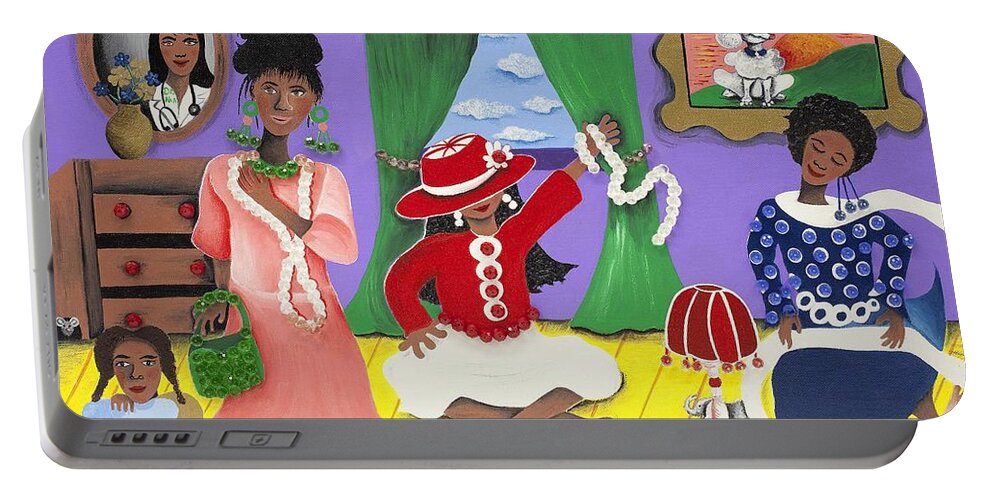 Sabree Portable Battery Charger featuring the painting Future Reservations by Patricia Sabreee