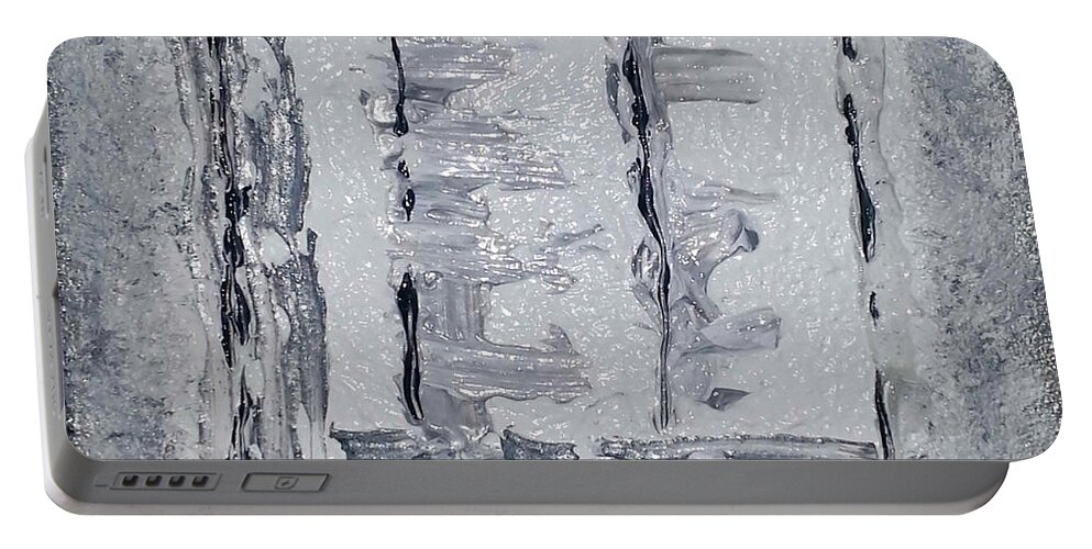 Abstract Painting Portable Battery Charger featuring the painting G2 - greys by KUNST MIT HERZ Art with heart