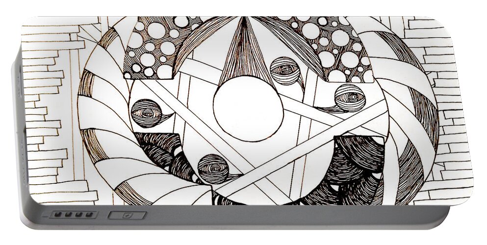 Abstract Portable Battery Charger featuring the drawing Galactic by Anita Lewis