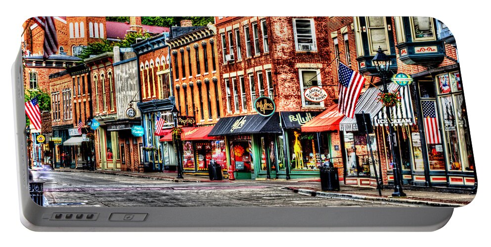 Galena Portable Battery Charger featuring the photograph Galena Main Street Early Summer Morning by Roger Passman