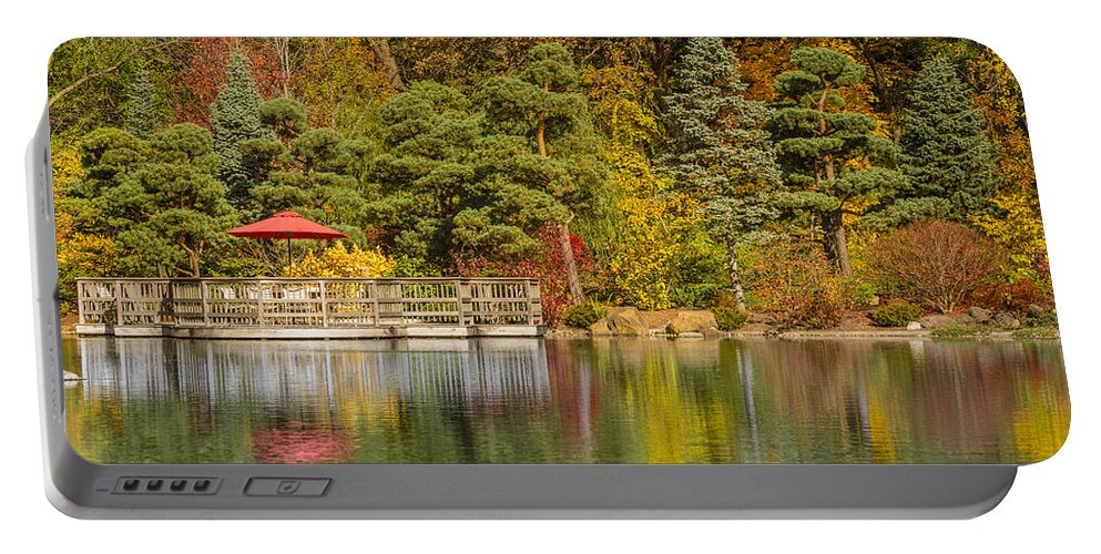 Japanese Gardens Portable Battery Charger featuring the photograph Garden of Reflection by Sebastian Musial