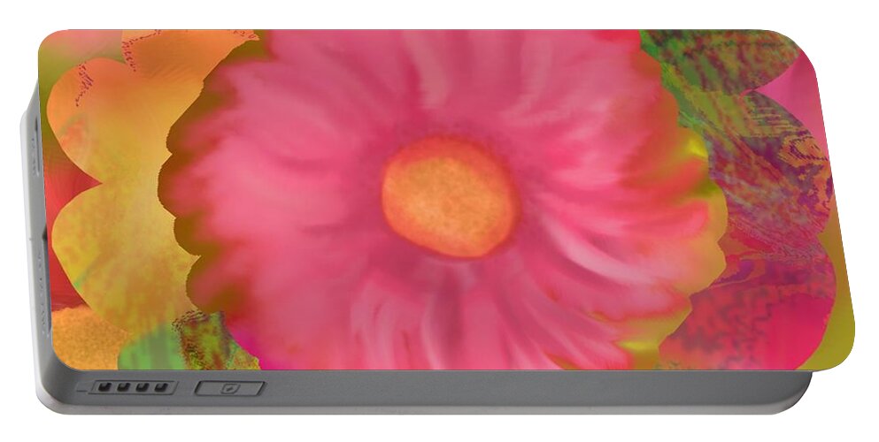 Abstract Portable Battery Charger featuring the digital art Garden Party II by Christine Fournier