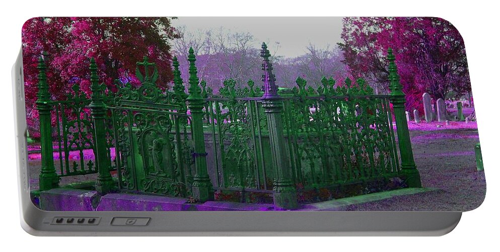 Fine Art Photography Portable Battery Charger featuring the photograph Gated Tomb by Cleaster Cotton