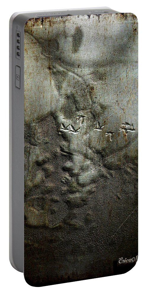 Geese Portable Battery Charger featuring the photograph GEESE IN FLIGHT - Stone Carved by Ericamaxine Price