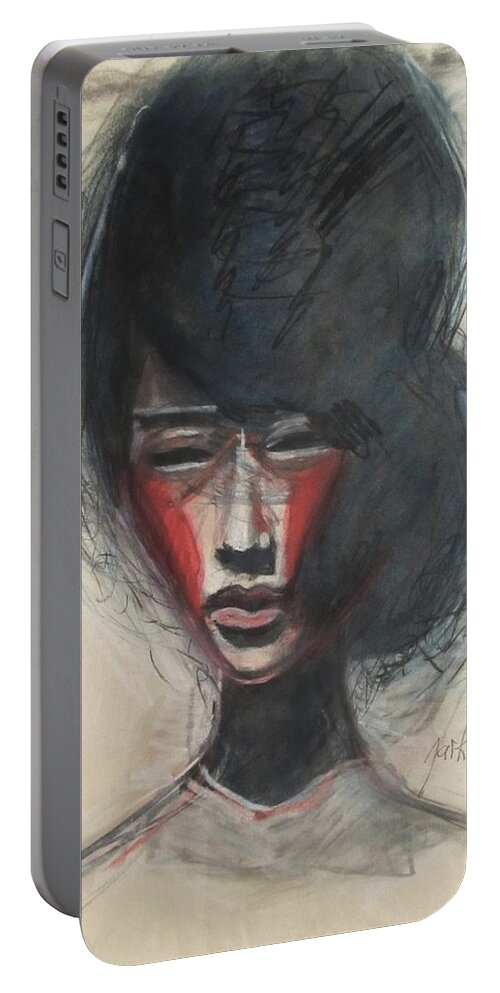 Portrait Art Portable Battery Charger featuring the painting Memoirs of A Geisha by Jarmo Korhonen aka Jarko