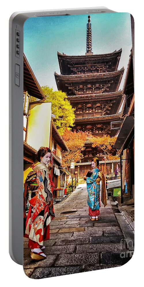 Geisha Portable Battery Charger featuring the photograph Geisha Temple by John Swartz