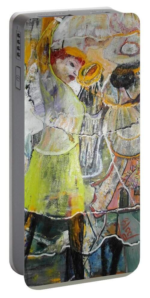 Lady Dancing Portable Battery Charger featuring the painting Geneva's Disco by Peggy Blood