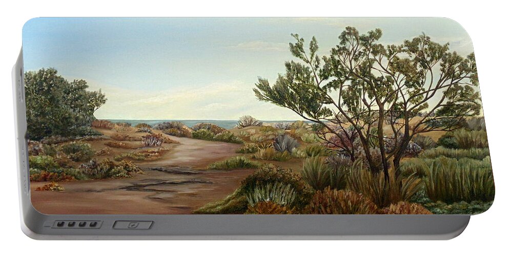 Beach Portable Battery Charger featuring the painting Genoveses' Walk by Angeles M Pomata