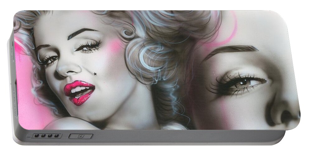 Marilyn Monroe Portable Battery Charger featuring the painting Gentlemen Prefer Blondes by Christian Chapman Art