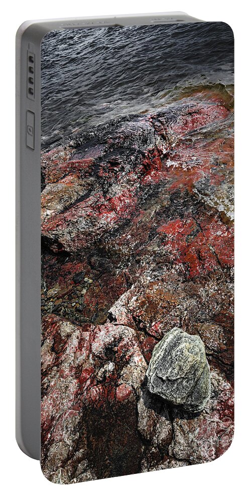 Rocks Portable Battery Charger featuring the photograph Georgian Bay rocks abstract III by Elena Elisseeva