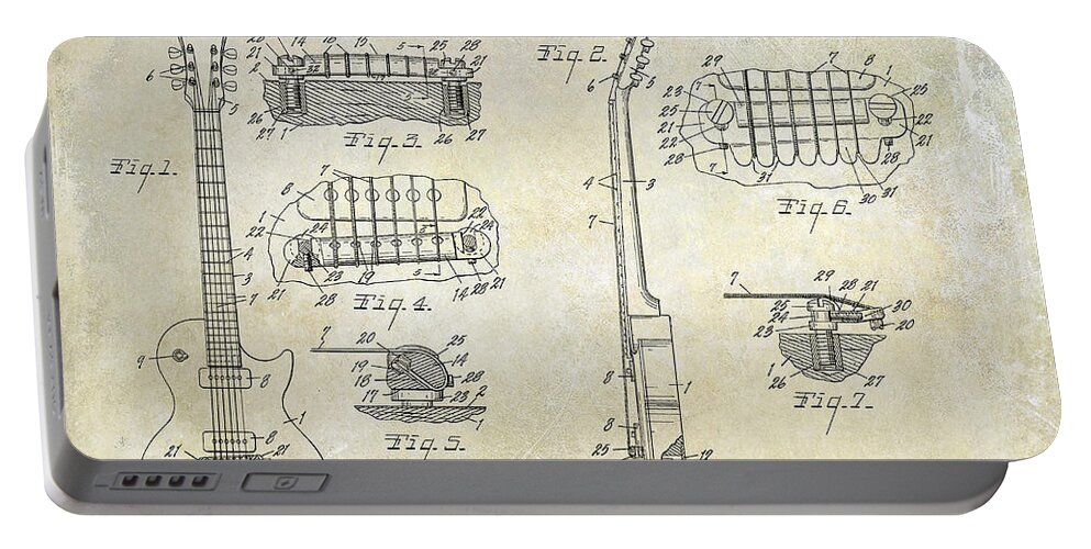 Gibson Portable Battery Charger featuring the photograph Gibson Les Paul Patent Drawing by Jon Neidert