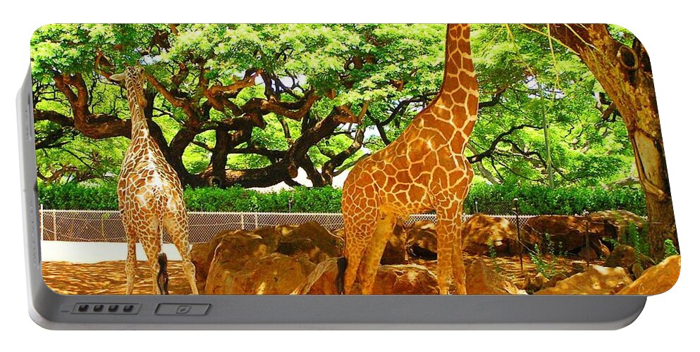 Giraffes Portable Battery Charger featuring the photograph Giraffes #2 by Oleg Zavarzin
