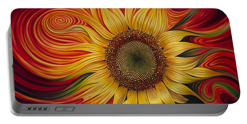 Sunflower Portable Battery Charger featuring the painting Girasol Dinamico by Ricardo Chavez-Mendez