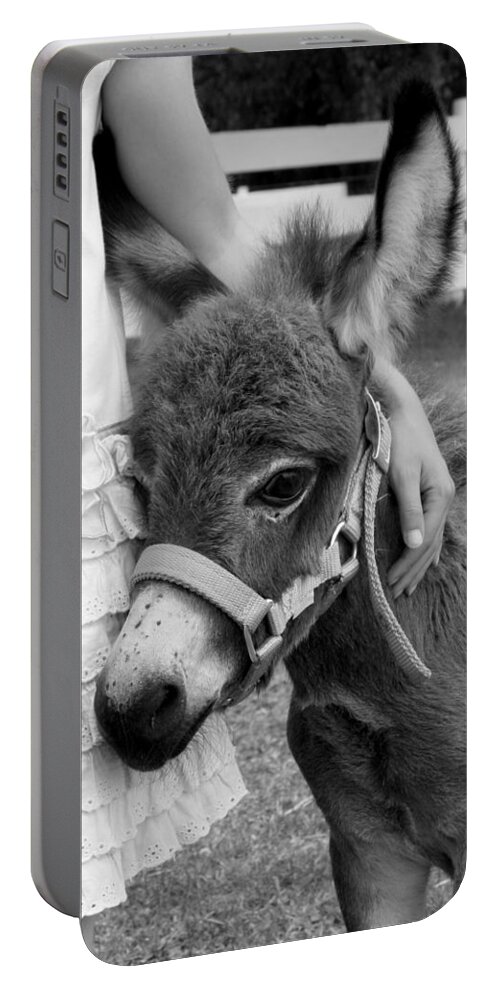 Donkey Portable Battery Charger featuring the photograph Girl and Baby Donkey by Brooke T Ryan