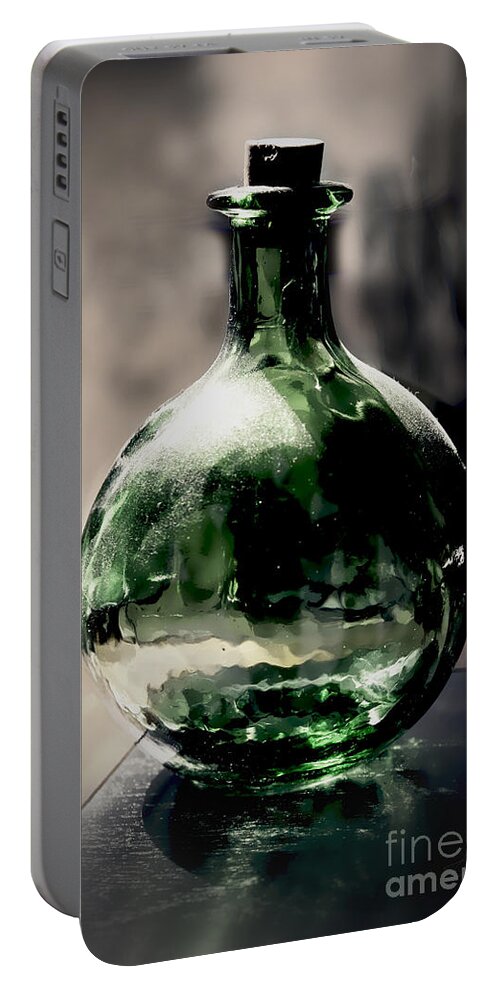 Reflection Portable Battery Charger featuring the photograph Glass bottle by Danuta Bennett