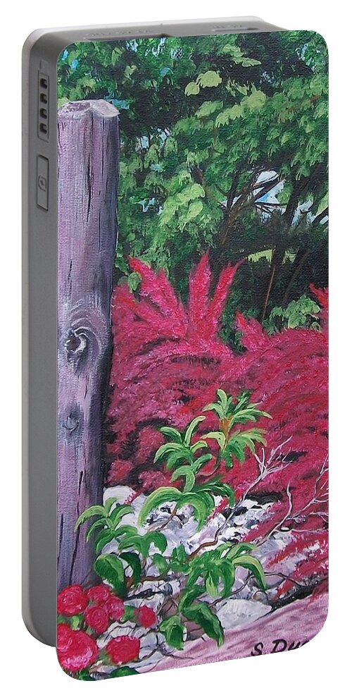 Golf Course Portable Battery Charger featuring the painting Glen Cairn Entrance by Sharon Duguay