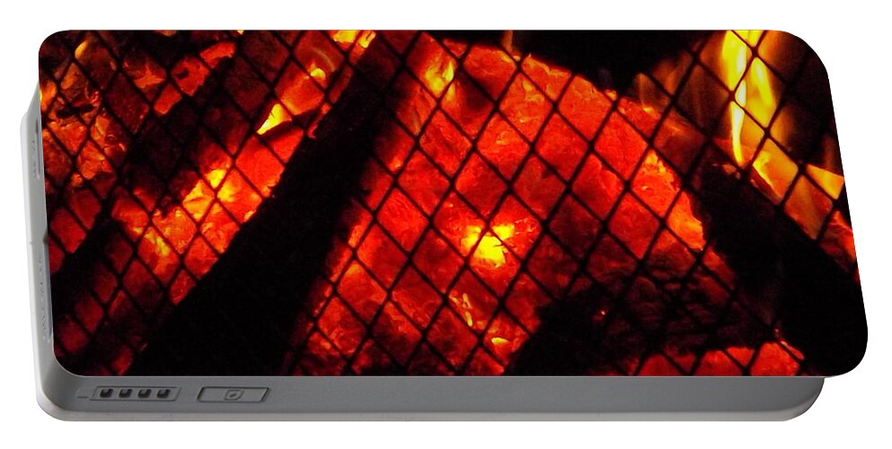 Yule Log Portable Battery Charger featuring the photograph Glowing Embers by Darren Robinson