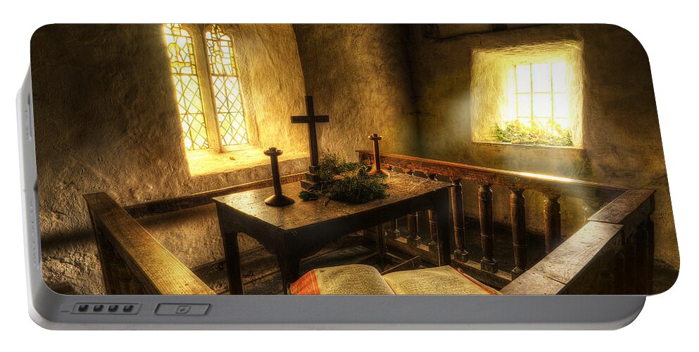 Church Portable Battery Charger featuring the photograph God's Holy Light by Mal Bray