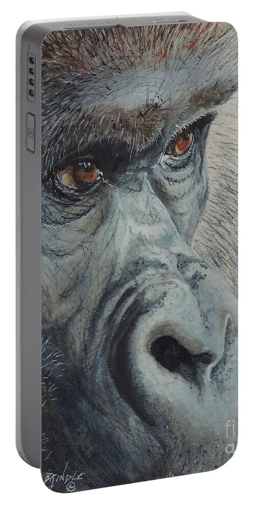 Watercolor Portable Battery Charger featuring the painting Going Ape...SOLD by Sandy Brindle