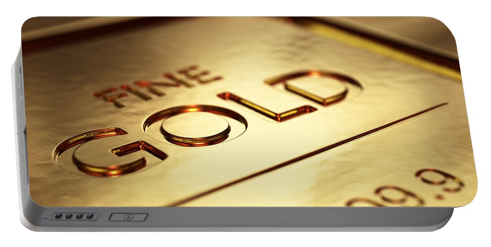 Gold Portable Battery Charger featuring the photograph Gold Bars Close-up by Johan Swanepoel