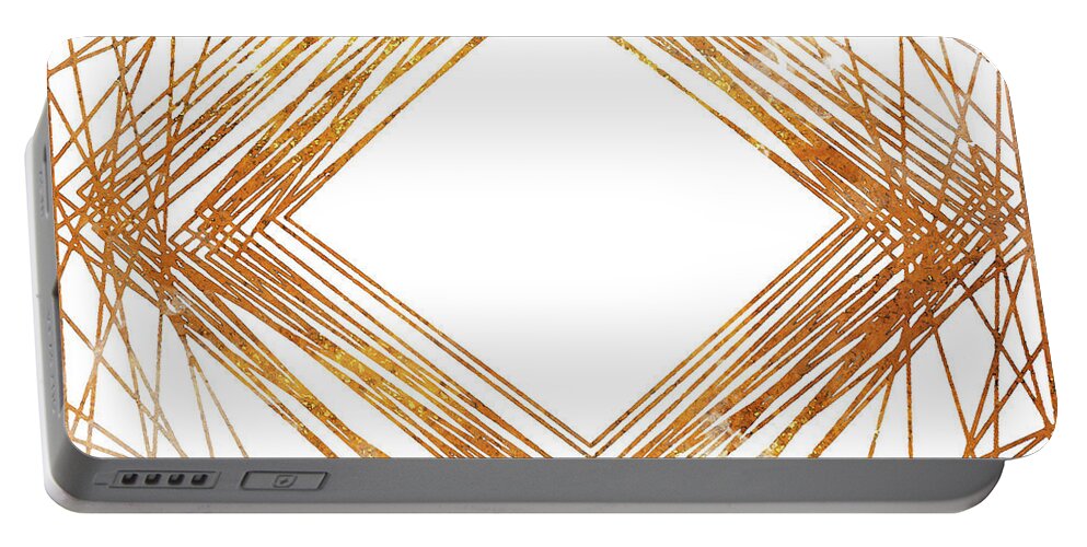 Gold Portable Battery Charger featuring the drawing Gold Diamond by South Social Studio