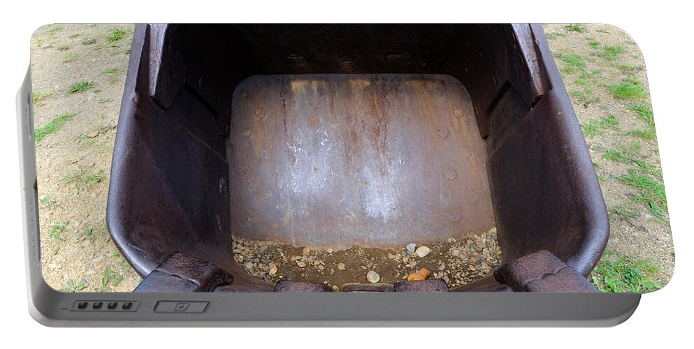 Steam Portable Battery Charger featuring the photograph Gold Mining Steam Shovel Bucket Close-up by Gary Whitton