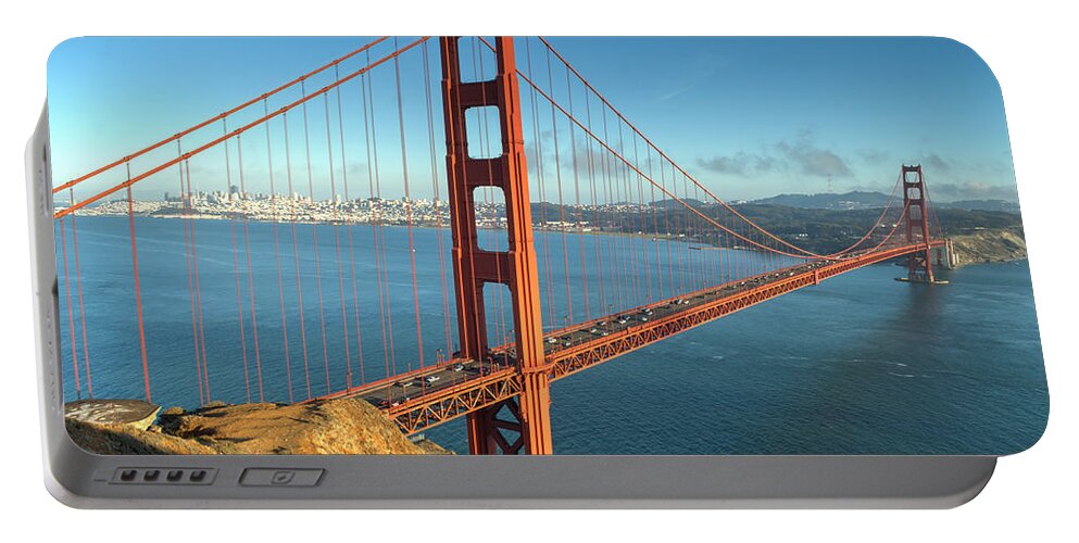 Golden Portable Battery Charger featuring the photograph Golden Gate Bridge by David Hart