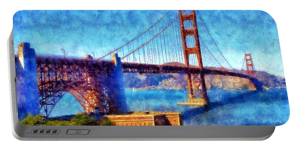 Golden Gate Bridge Portable Battery Charger featuring the digital art Golden Gate Bridge by Kaylee Mason