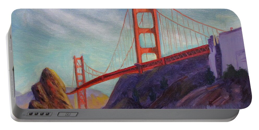 Golden Gate Bridge Portable Battery Charger featuring the painting Golden Gate Bridge by Kevin Hughes
