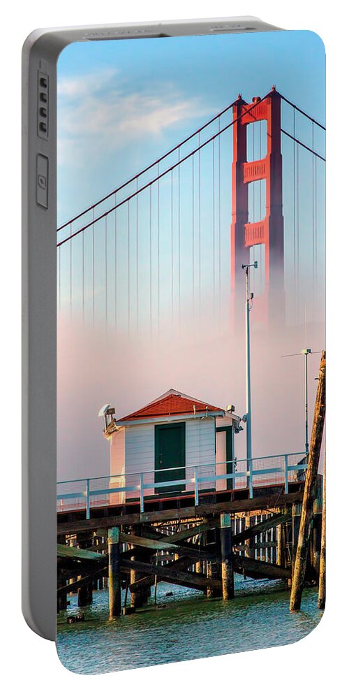 Fog Portable Battery Charger featuring the photograph Golden Gate in the Fog II by Bill Gallagher