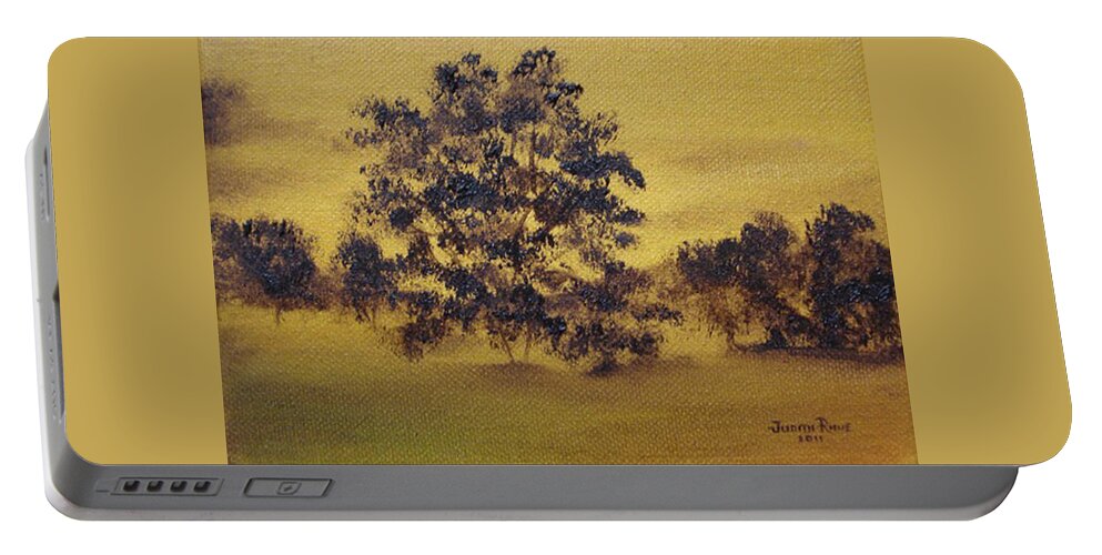 Landscape Portable Battery Charger featuring the painting Golden Landscape by Judith Rhue