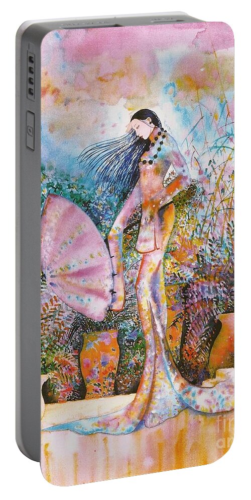 Exotic Portable Battery Charger featuring the painting Golden Palace by Frances Ku