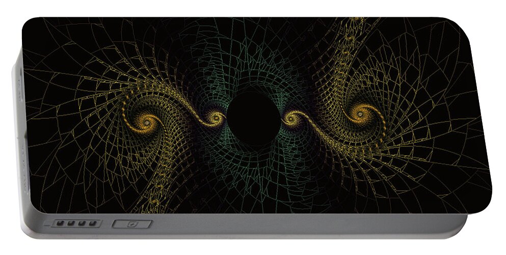 Fractal Portable Battery Charger featuring the photograph Golden Serpent Mask by Carol Senske