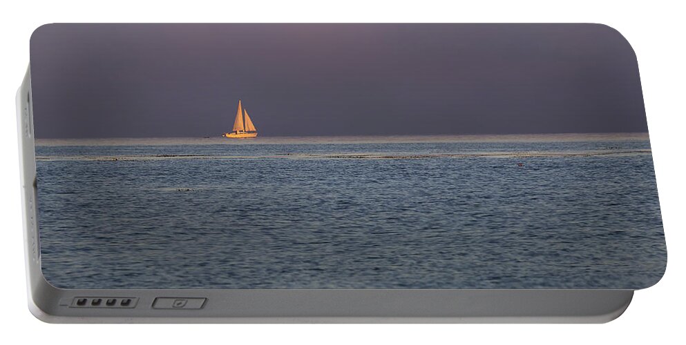 Sail Portable Battery Charger featuring the photograph Golden Sunrise Sails By Denise Dube by Denise Dube
