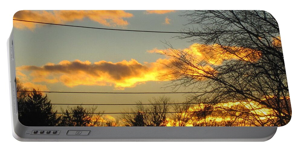 Fire Portable Battery Charger featuring the photograph Golden Sunset 2 by Tara Shalton