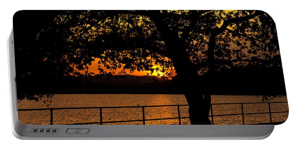 America Portable Battery Charger featuring the photograph Golden Sunset at Washington's Tidal Basin by Mitchell R Grosky