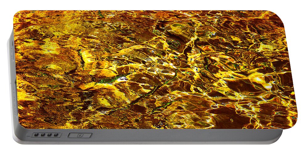 Jenny Rainbow Fine Art Photography Portable Battery Charger featuring the photograph Golden Water Abstract. Feng Shui by Jenny Rainbow