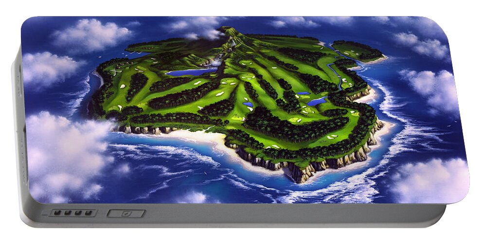 Golf Portable Battery Charger featuring the painting Golfer's Paradise by Jerry LoFaro