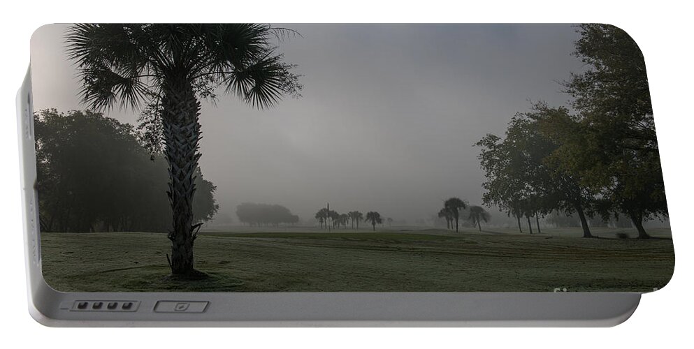 Fog Portable Battery Charger featuring the photograph Golfing in the Fog by Dale Powell