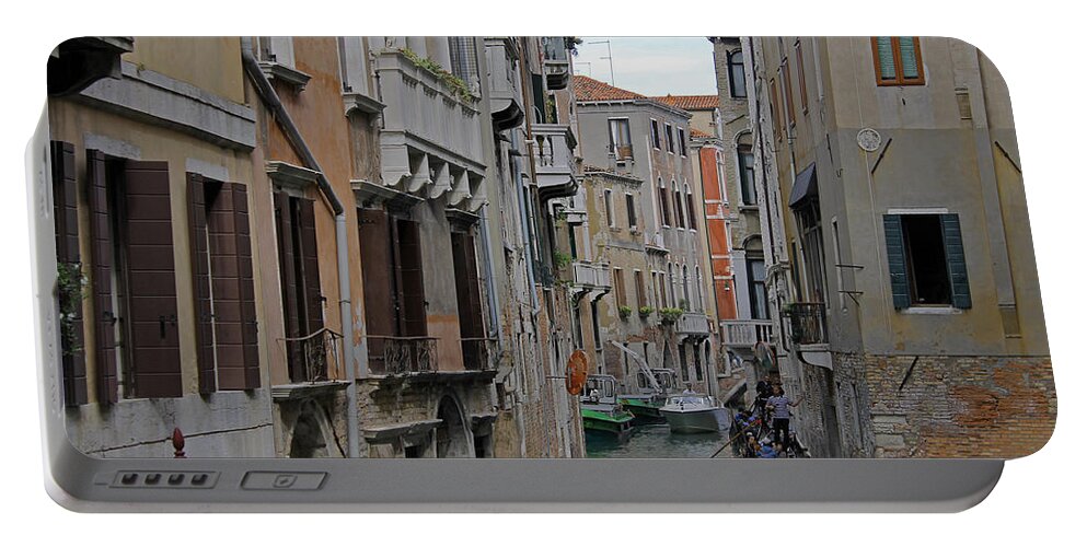Venice Portable Battery Charger featuring the photograph Gondolas on Backstreet Canal by Tony Murtagh