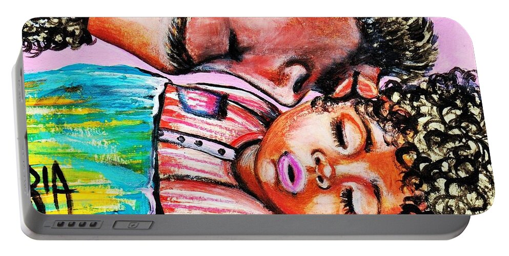 Artbyria Portable Battery Charger featuring the photograph Goodnight Kiss by Artist RiA