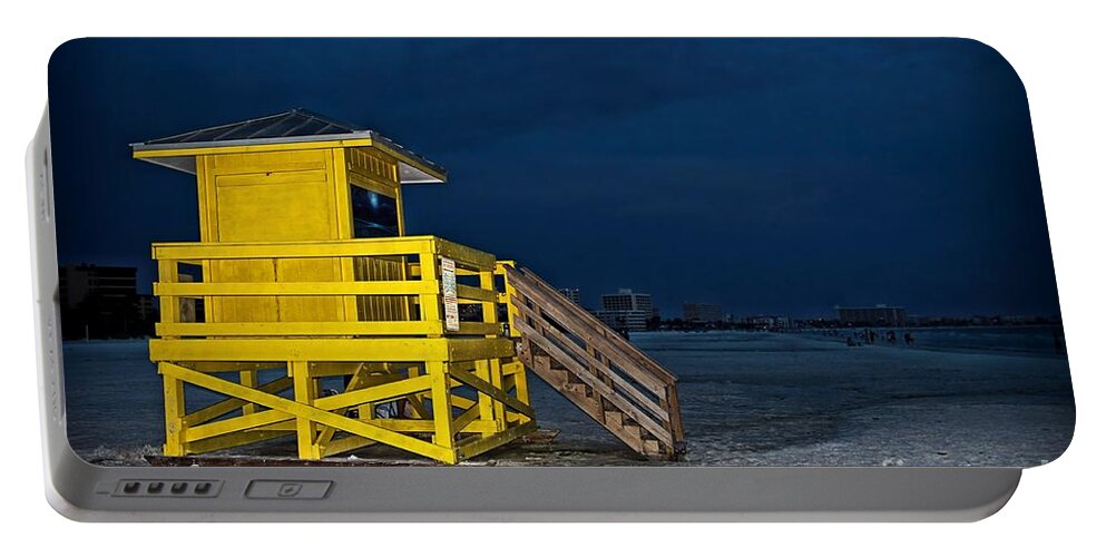 Night Portable Battery Charger featuring the photograph Goodnight Siesta Key by DJ Florek